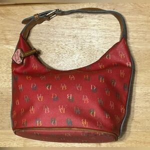 Vintage Y2K Dooney & Bourke Bag Multicolor Monogram Leather Trim Satchel